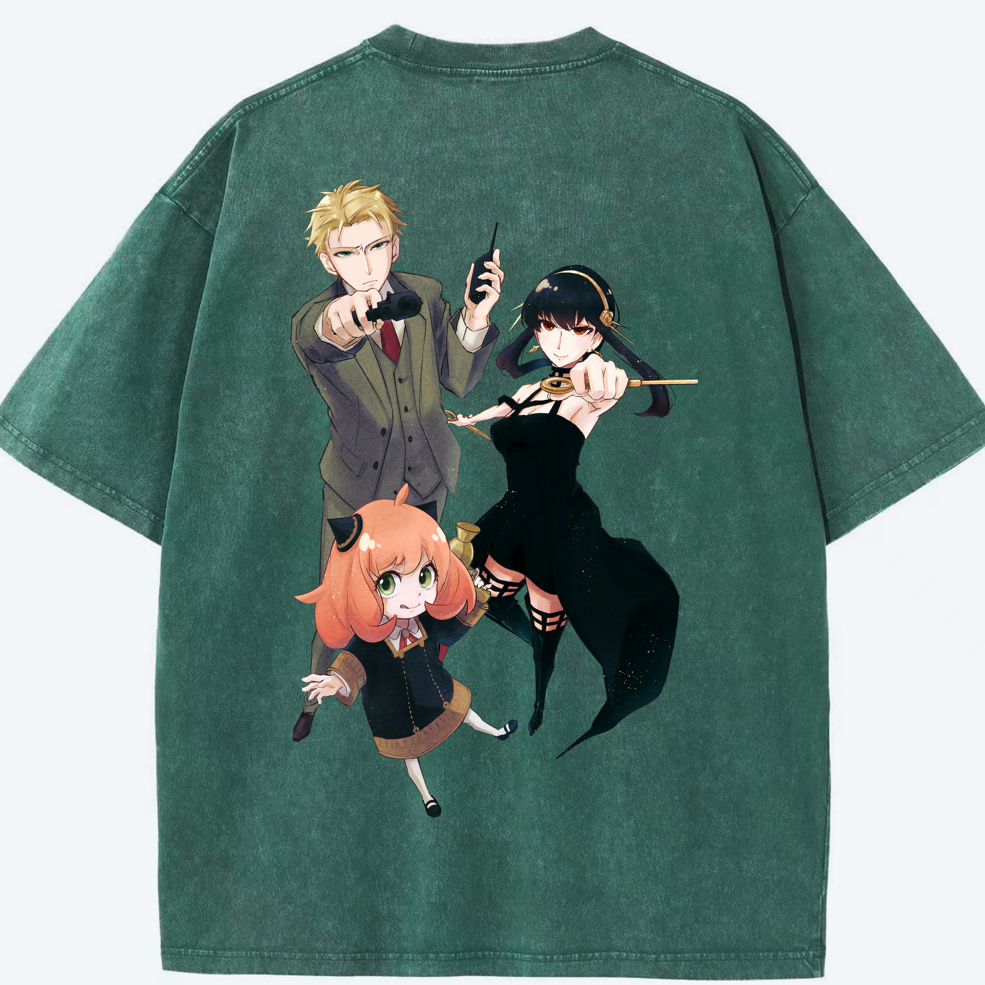 （画像用） SPY×FAMILY间谍家家酒 綿100% ヴィンテージ風 半袖Tシャツ（背面プリント）